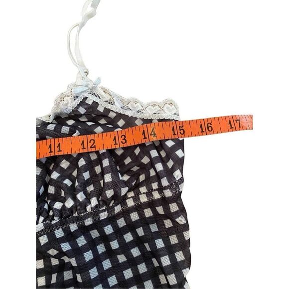 Forever 21 Sheer Gingham Cropped Cami Tank Top Bow Lace - Picture 9 of 10